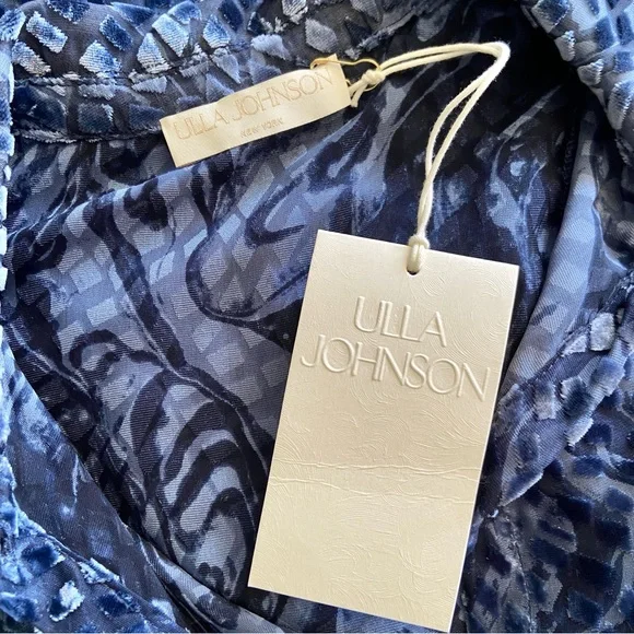 💔SOLD $890 Ulla Johnson Thalia Blue Velvet Shirt Dress Size 2 NWT - Picture 14 of 16